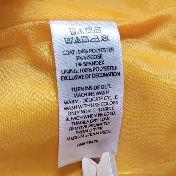 Maggie & Zoe Swing Pea Coat Yellow 12M Double Breasted Lined Pockets Formal - Picture 9 of 9